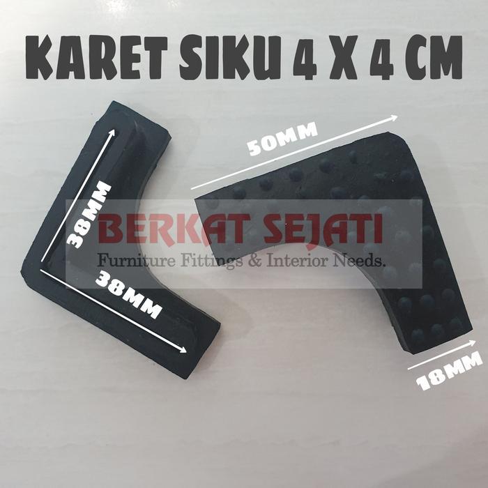 Alas Kaki Karet Siku L Tatakan Tiang Rak Besi Siku Lubang 4 x 4 4x4 cm .