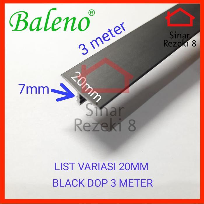 List T Variasi 20 mm HITAM / Aluminium Lis Edging Penutup Celah Strip .