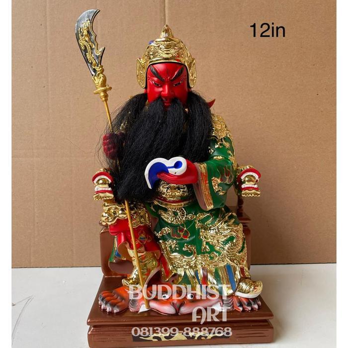 Patung Dewa Kwan kong / Guan yu / kwankong 12 inch duduk buku 01