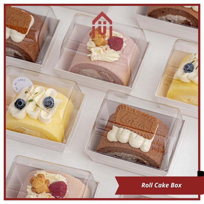 UNISO - ROLL CAKE BOX MIKA TRANSPARAN KOTAK BOLU GULUNG PUTIH SIMPLE ESTETIK