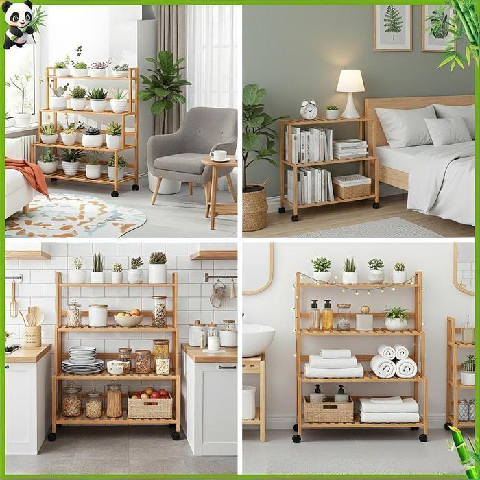 LOVE Stand Bunga Bambu Berlapis/Stand Bunga Sederhana/Stand Tanaman Mini/Rak Penyimpanan Serbaguna