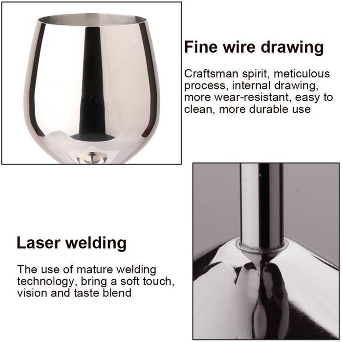 520Ml Gelas Minum Wine Stainless Steel Red Wine Glass Emas Perak Gelas Wine Goblet Bar Resto