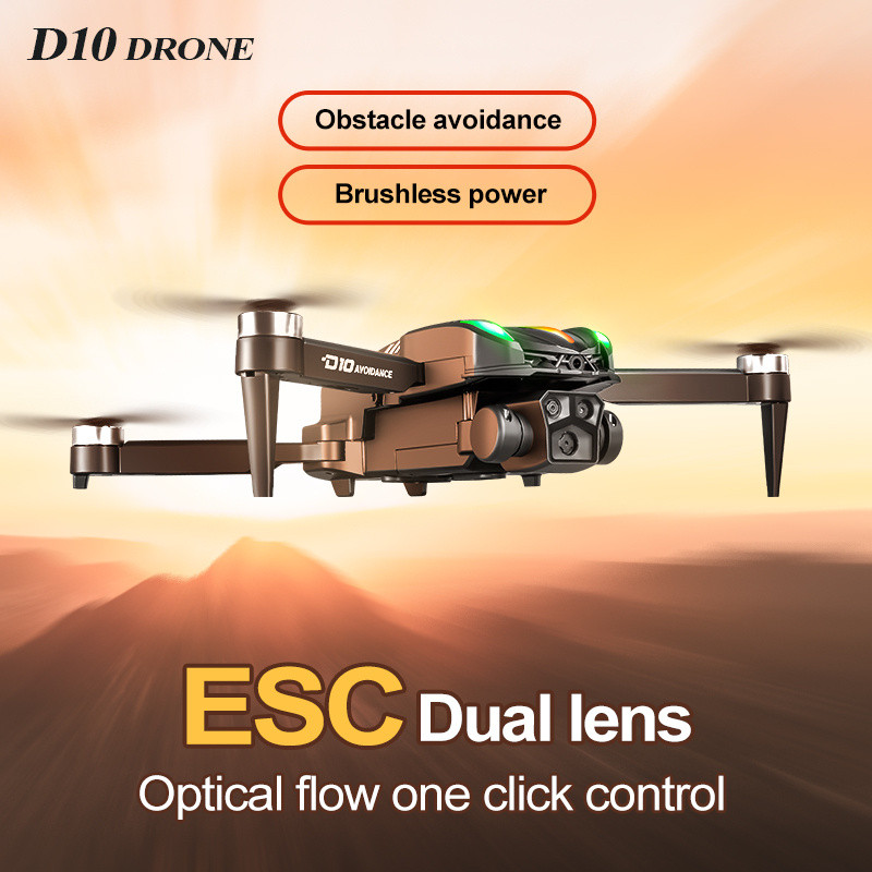 D10 Drone Foldable Quadcopter Servo Gimbal Stabilization EIS Optical Flow ESC Gradient Flow LED