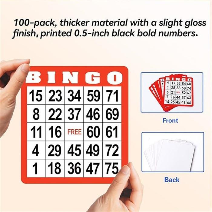 New 100Pcs/Set Kartu Bingo Lengkap Besar Bingo Card 5 Warna Bingo Set #Gratisongkir