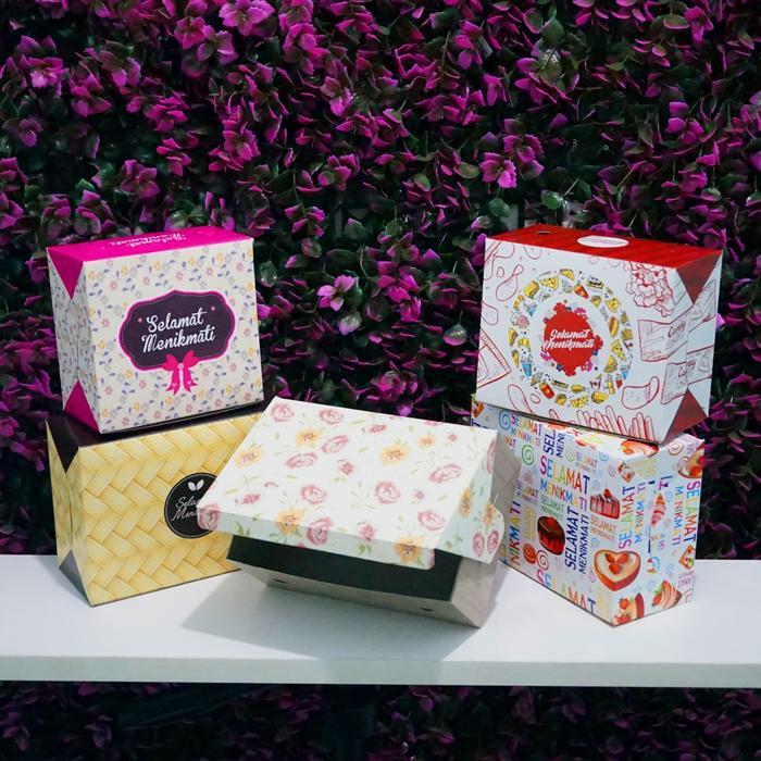 Dus Snack Motif 12 x 12 x 7 cm - Dus Kue - Snack Box - - Warna Warni