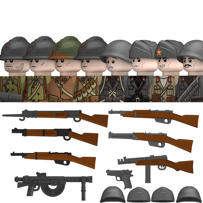 WW2 French Military Soldeirs Building Blocks Italy Warrior Italian Infantry Officer Gun Helmet Army