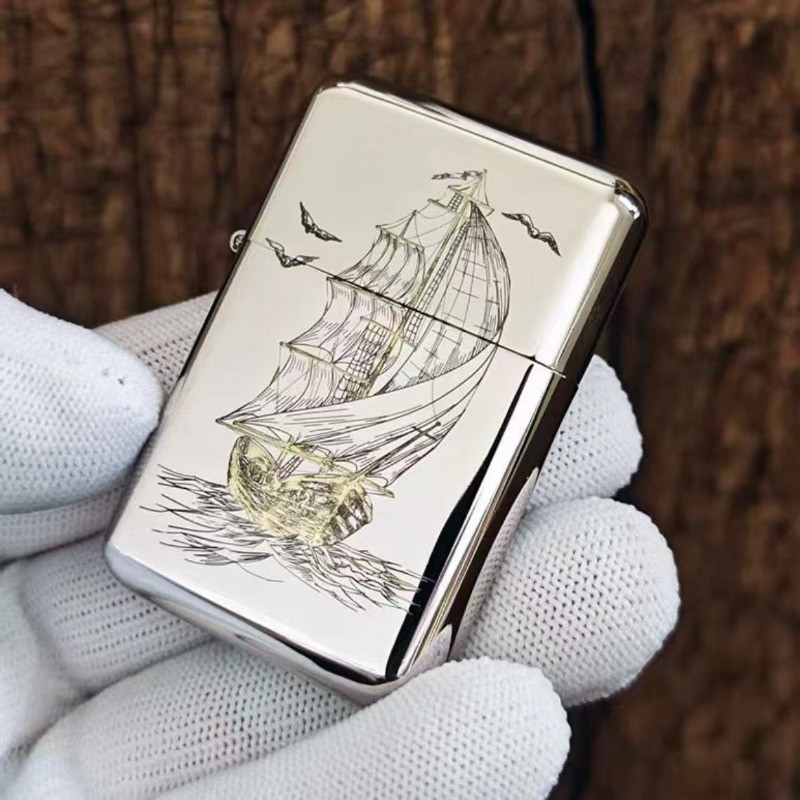 ZORRO's New Z790 Original Copper Kerosene Lighter, Peony Double-sided Engraved Kerosene Lighter,