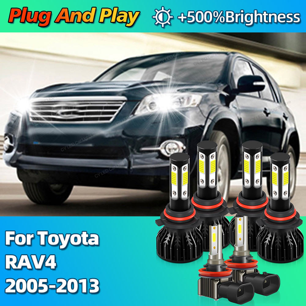 2/6Pcs Car Headlight LED Bulbs Turbo 30000Lm HB4 HB3 CANBUS Lights H11 6000K Fog Lamp For Toyota