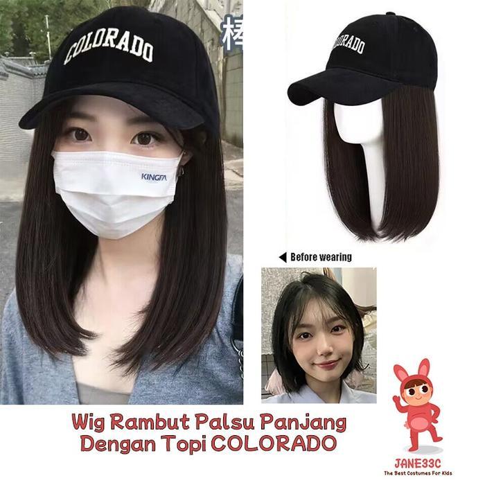 Wig Topi Baseball Rambut Palsu Panjang COLORADO