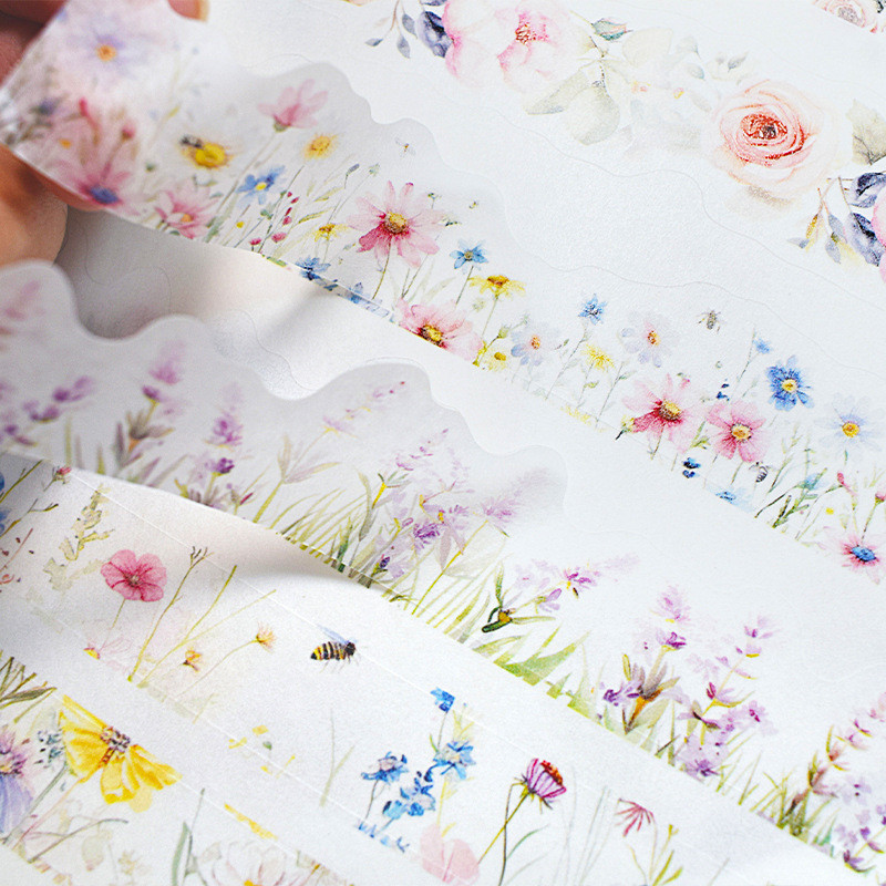 20 Sheets Girls Flower Sticker Book Vintage Aesthetic Decorative PET Washi Stickers Material Paper