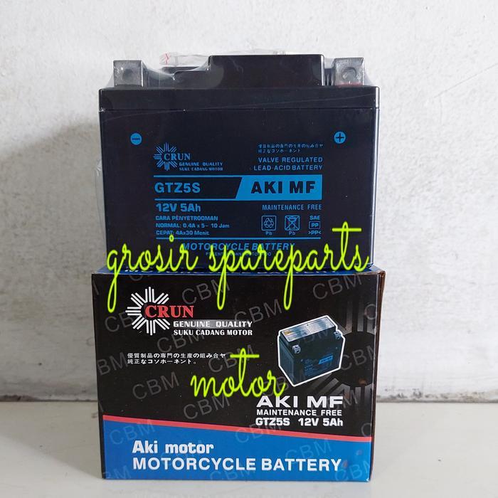 AKI CRUN MF GTZ5S KERING 12V 5AH MOTOR HONDA YAMAHA SUZUKI KAWASAKI