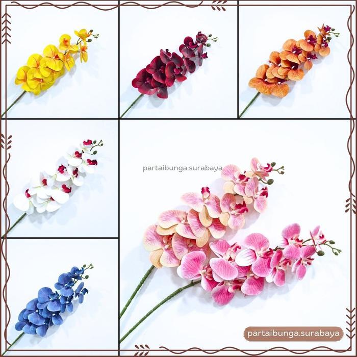 Bunga Anggrek Latex X9 Tangkai Panjang / Bunga Anggrek Artificial / Bunga Anggrek Latex Jumbo