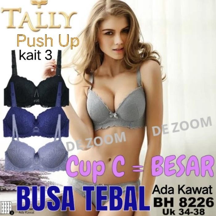 BH Tally 8226 Push Up Busa TEBAL Cup C= Cup Besar Kait 3 Berkawat
