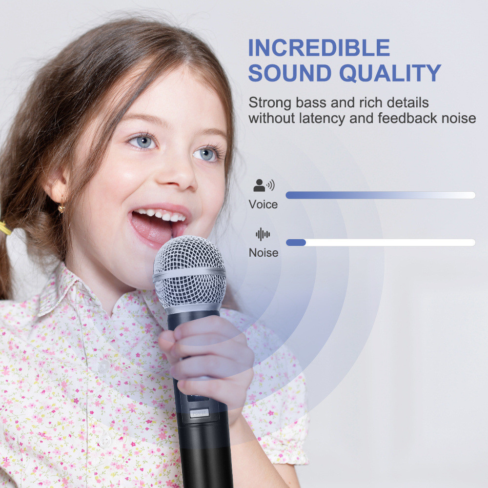 Wireless Microphone 2 Channel UHF Fixed Frequency Handheld Mic Microphone Condenser Microphone For