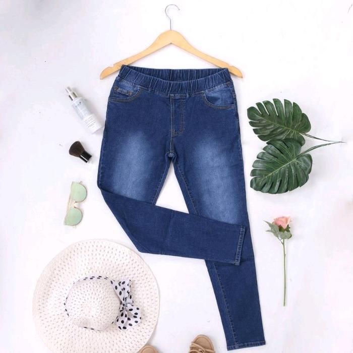 Celana Jeans Pinggang Karet-Jeans Pinggang Karet Wanita-Jeans Murah