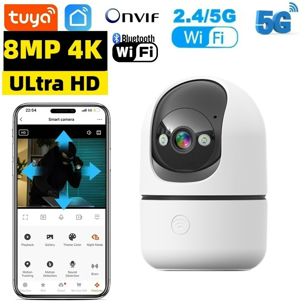 Tuya 8MP 5G WiFi Camera Tuya Smart Home Wireless IP Surveillance Camera AI Detect Automatic Tracking