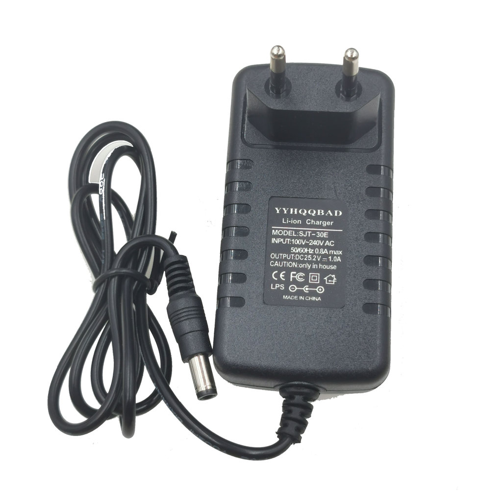25.2V 1A Li-ion battery charger for 21.6V 22.2V battery 6S 18650 battery pack connector DC5525
