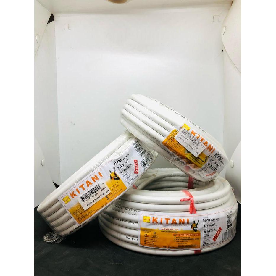 Kabel Listrik Kitani Nym 2X1,5 Panjang 15 Meter,10 Meter & 20 Meter Kabel Listrik Tembaga