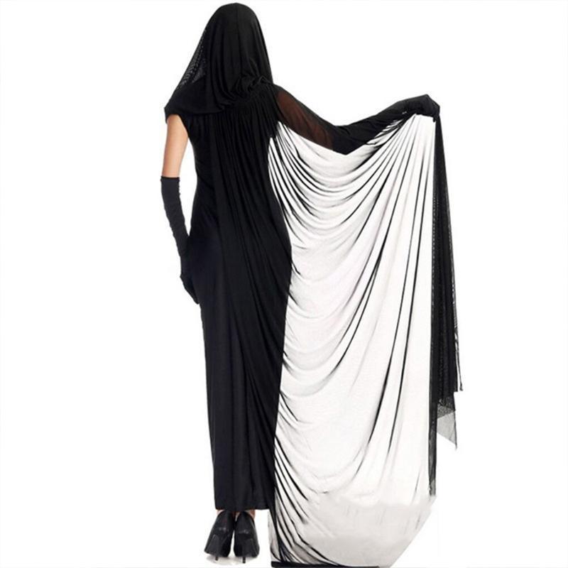 Gothic Witch For Vampire Dress Set Halloween Cosplay Hooded Costumes Black Unifo