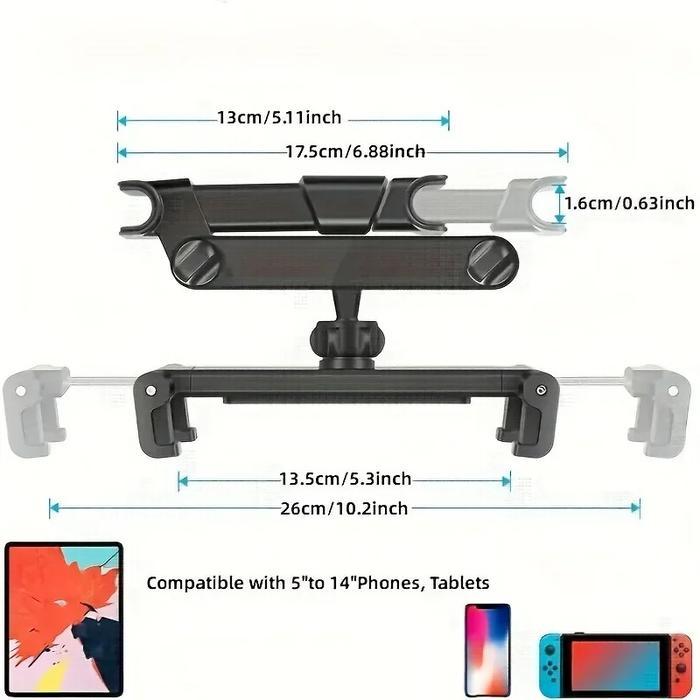 Car Back Seat Headrest Mount / Holder Tablet Back Seat Jok Mobil / Telescopic Car Phone Holder