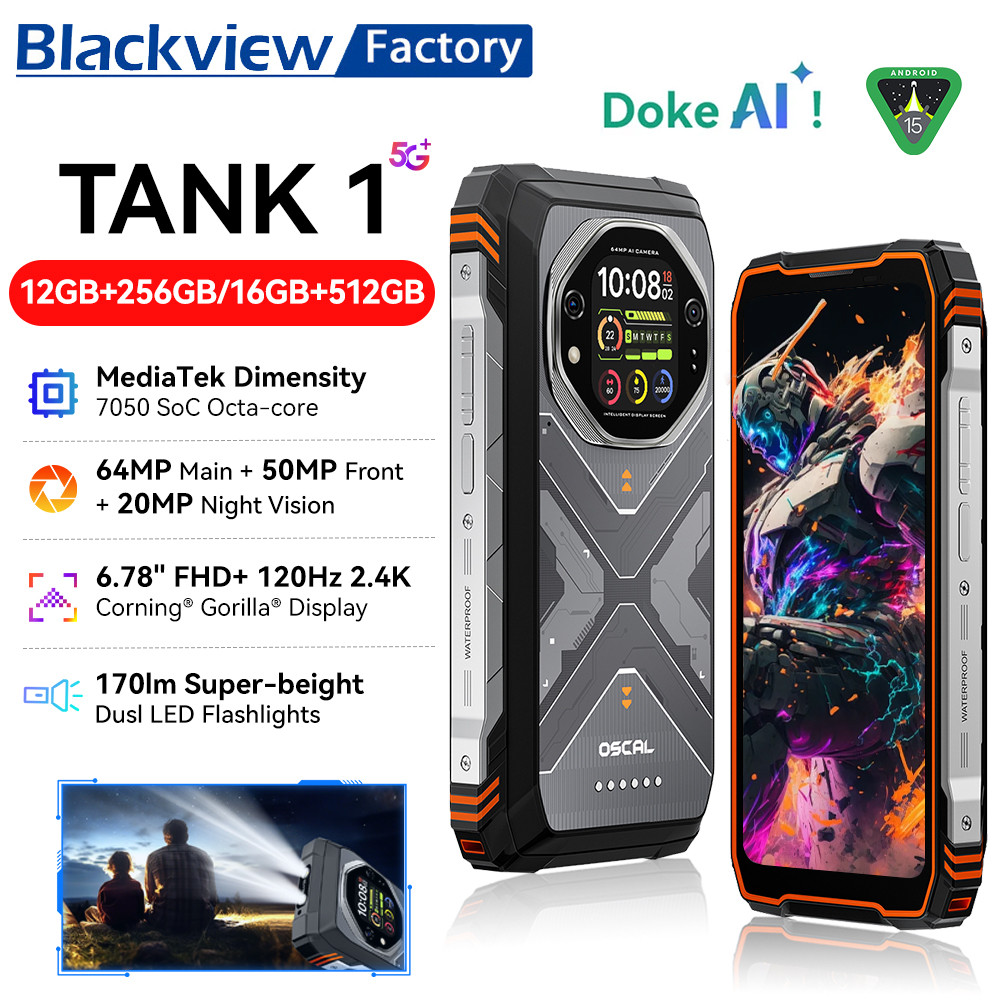 Blackview OSCAL TANK 1 Rugged Phone 6.78" 120Hz FHD+ Display Outdoor Call Phone 16GB+512GB 20000mAh