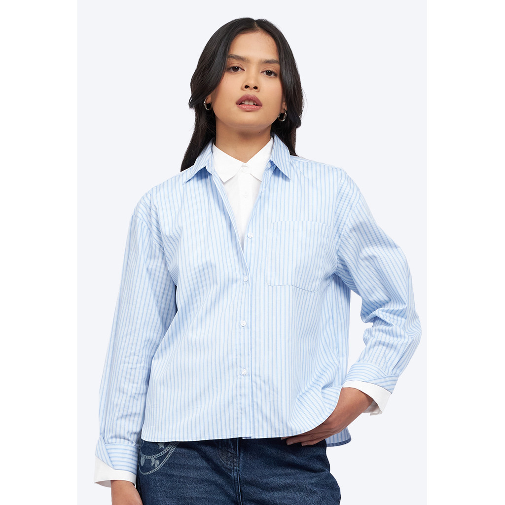 COLORBOX Double Layer Long Sleeve Shirt Blue