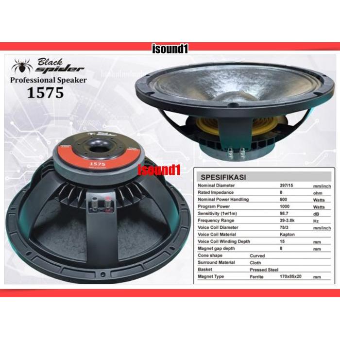 Speaker Black Spider 15 Inch 1575 Komponen Blackspider 15In Original Voice Coil 3 In Max 1000 Watt