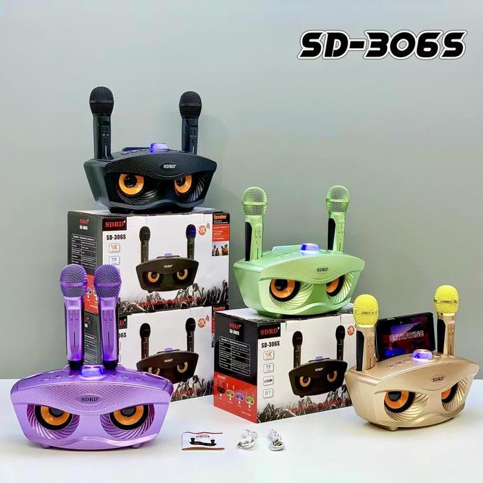 Mic Speaker Karaoke 2 Mic Portable Wireless Bluetooth Sdrd Sd-306 Terbaik