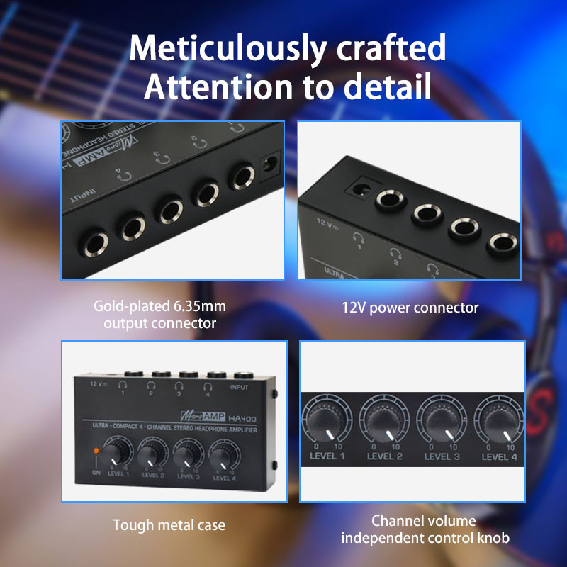 HA400 headphone amplifier ultra compact stereo headphone amplifier 4-channel music audio amplifier