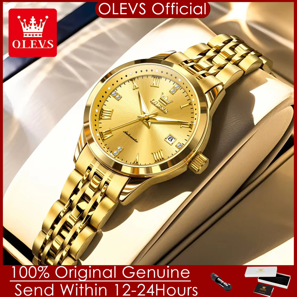 OLEVS 7062 Women's Watches Stainless Steel Luxury Ladies Waterproof Wristwatch Original Automatic