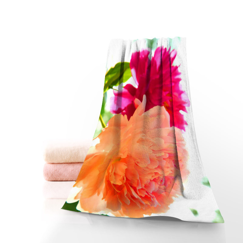 New Arrival Flower Peony Towels Multiple Color Microfiber Beach Bath Towel Sports Face Towel Custom 