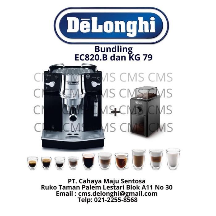 Bundling Delonghi Mesin Kopi Ec820.B + Grinder Kopi Kg 79