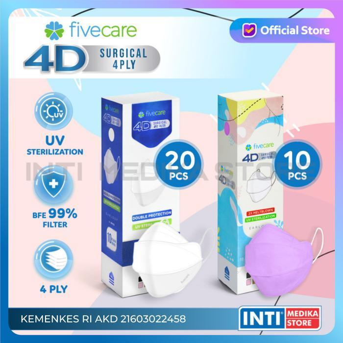FIVECARE - Masker 4D Medis 4 Ply Surgical Mask Masker Earloop