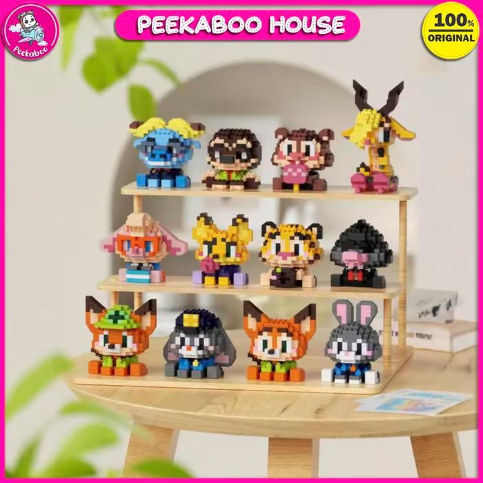 Mainan Balok Susun Nano Block Anak DIY 3D Mini Toys Cute Bricks Karakter Zootopia Peekaboo Hadiah