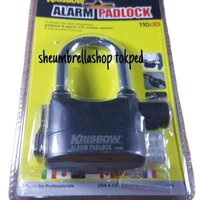Gembok Alarm 110Db Heavy Duty Krisbow / Padlock Kunci Keamanan
