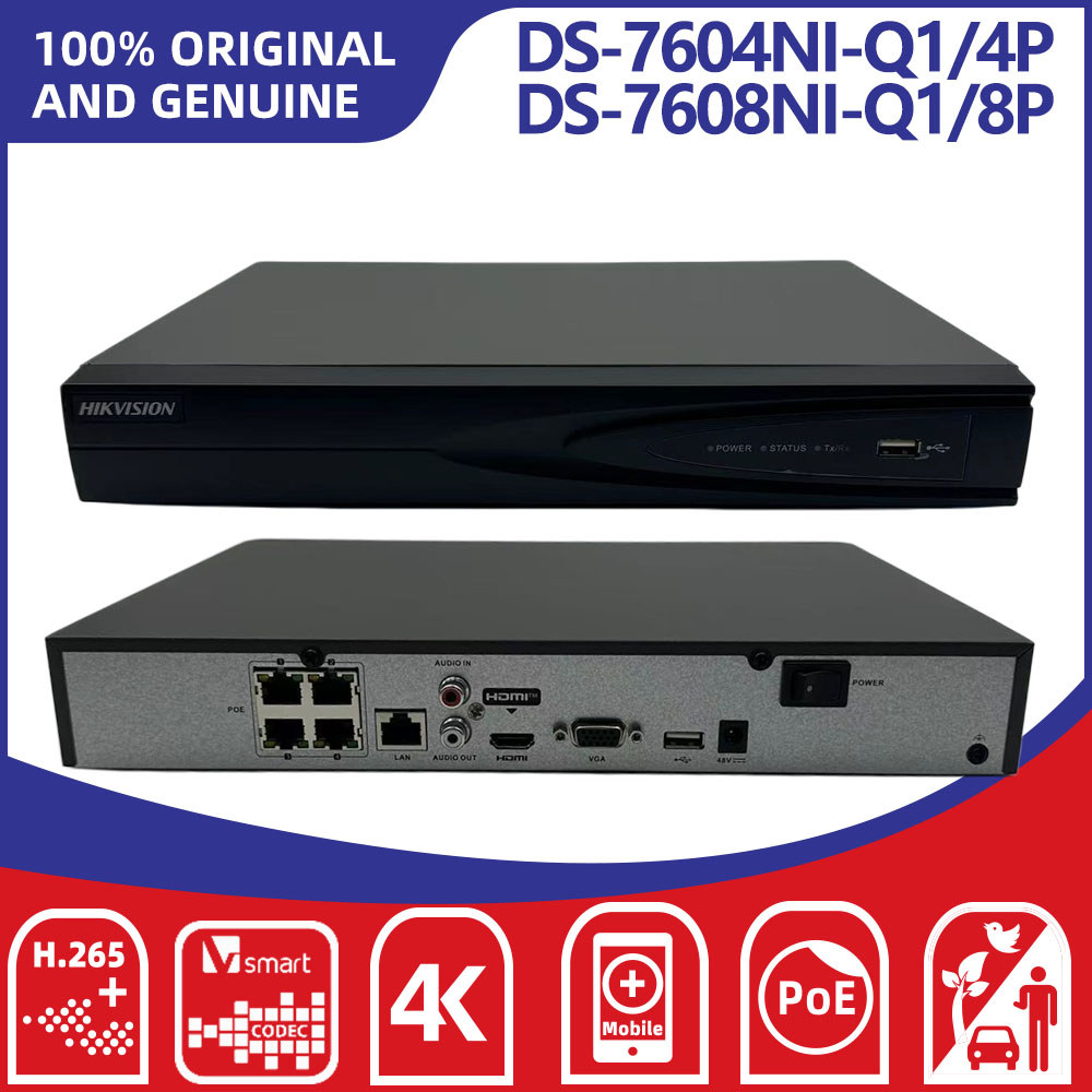 Hikvision DS-7604NI-Q1/4P(D) DS-7608NI-Q1/8P(D) 4CH 8CH PoE NVR 4K Network Video Recorder H.265+