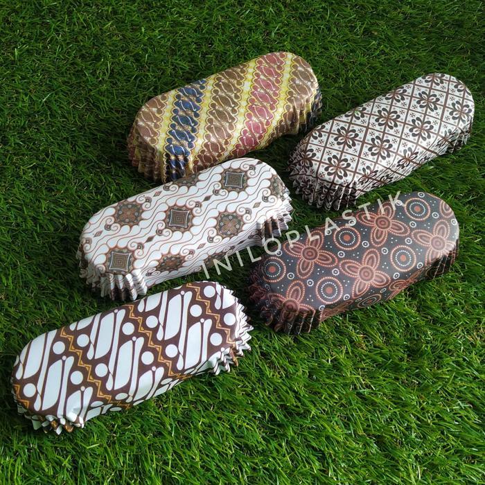 Paper Cup Case Roti motif Batik / Kertas Roti Eclair Baking base 20x11