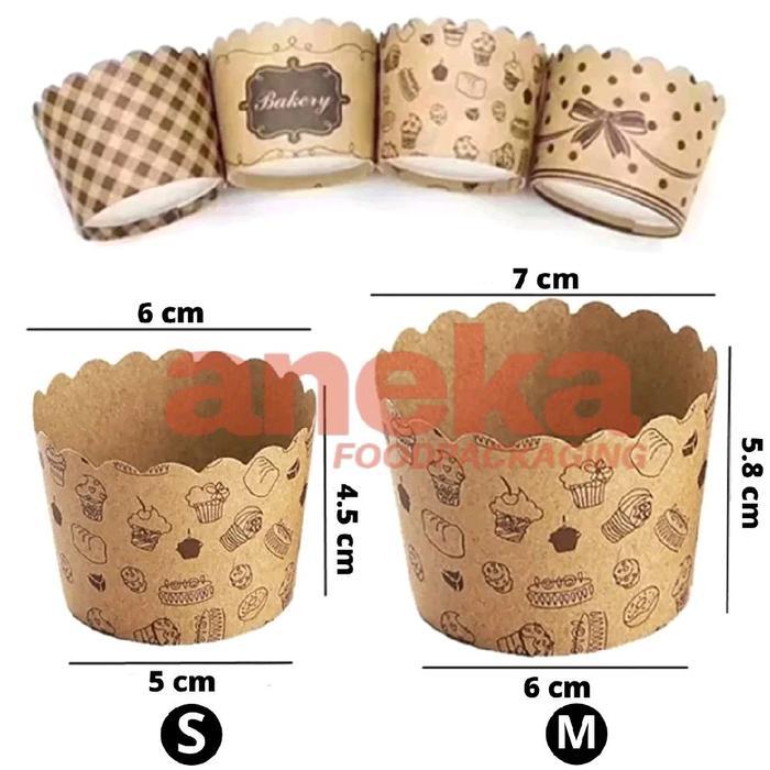 50pc- Alas kertas KRAFT coklat mini medium kue muffin/paper cup cake cases kecil sedang cases