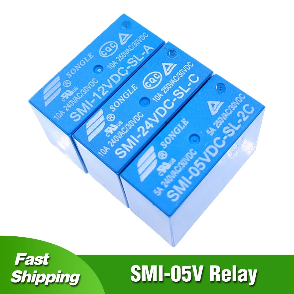 JUAL  10/20Pcs SMI-05V Songle Power Relay DC 5V 12V 24V SMIH-12VDC-SL-2C SMIH-24VDC-SL-2C SMIH-05VDC