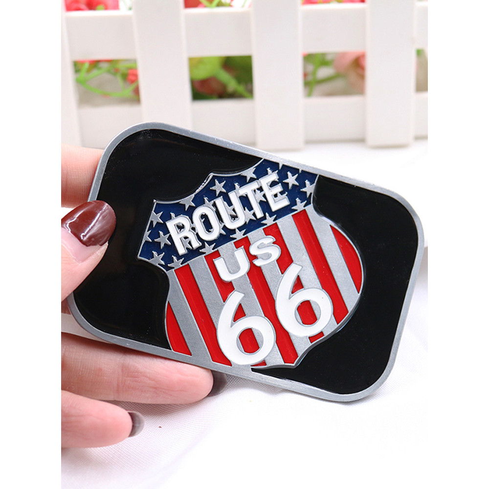 White Buckle Club Wholesale Retro Zinc Alloy ROUTE 66 Belt Buckle Cowboy Homemade Jeans Gift Belt