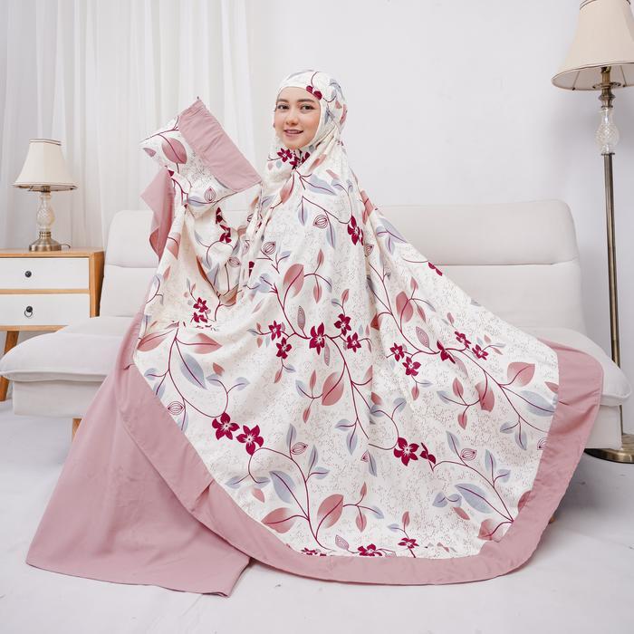 Top {Tameera} Mukena Dewasa Premium Rayon Atasan Katun Motif Traveling Motif bunga