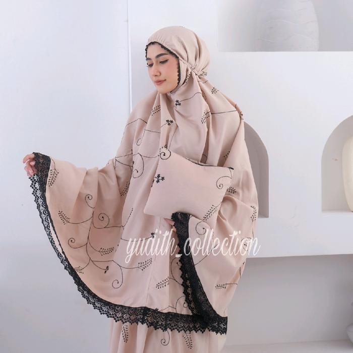 Top YUDITH - Mukena Dewasa Premium Bordir Elmira Free Tas Katun Lembut Mewah