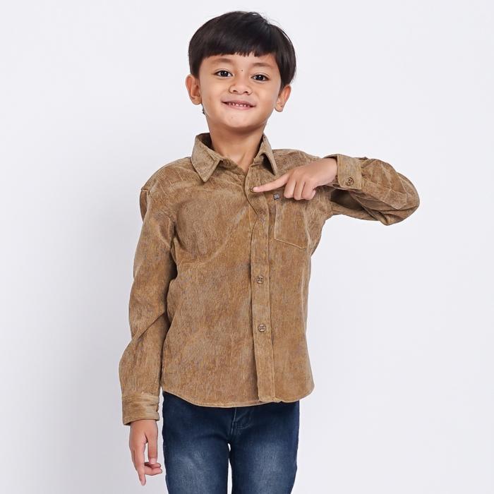 Kemeja anak laki lengan panjang kodorai warna mocca DRK003.1