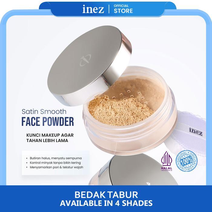 INEZ Bedak Tabur Satin Smooth Face Powder Inez Cosmetics Wajah Lightening Loose Powder Kosmetik