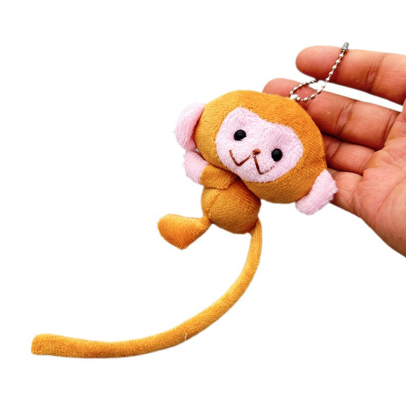 Cartoon Long Tailed Monkey Doll Key Chain Pendant DIY Plush Toy Doll Keychain Backpack Pendant