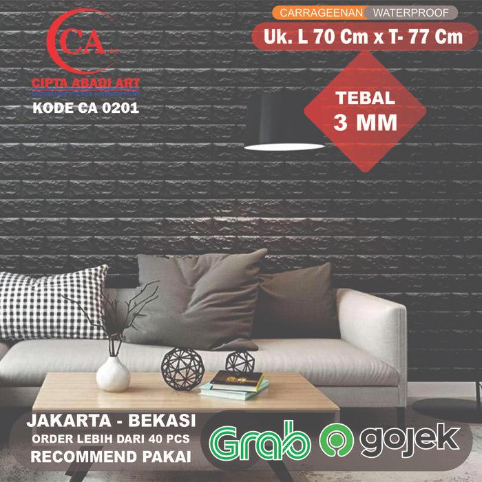 Wallpaper Stiker Dinding Wallsticker foam 3D Motif Bata Hitam putih