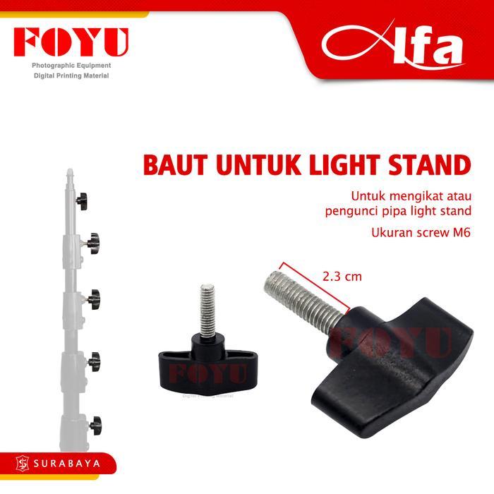 Baut Light Stand Tripod Lampu Alfa Hitam Besi Plastik