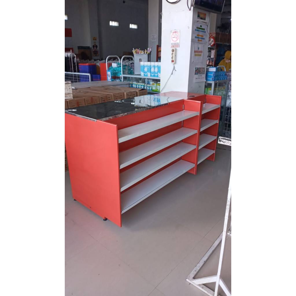 Meja kasir lurus/Meja kasir shelving/meja kasir minimarket/Meja kasir type lurus