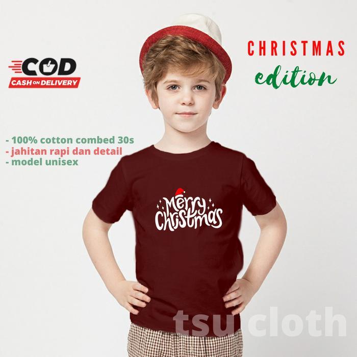 Kaos Natal Anak / Baju Natal Anak / Baju Merry Christmas / Kaos Tema Natal / Kaos Rohani Natal