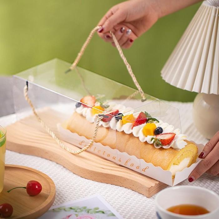 Thebest- KOTAK TENTENG MIKA BOLU GULUNG BOX DONAT BAKERY TRANSPARAN KK-11